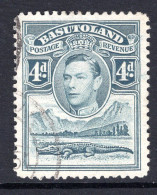 Basutoland 1938 KGVI Crocodile & Mountains - 4d Grey Used (SG 23) - 1933-1964 Colonia Británica