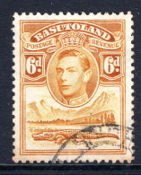 Basutoland 1938 KGVI Crocodile & Mountains - 6d Orange-yellow Used (SG 24) - 1933-1964 Kronenkolonie