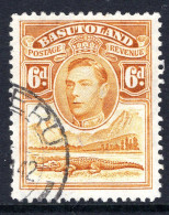 Basutoland 1938 KGVI Crocodile & Mountains - 6d Orange-yellow Used (SG 24) - 1933-1964 Colonia Britannica