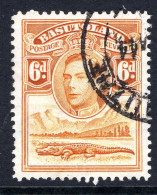 Basutoland 1938 KGVI Crocodile & Mountains - 6d Orange-yellow Used (SG 24) - 1933-1964 Crown Colony