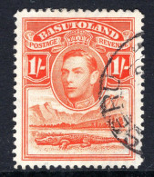 Basutoland 1938 KGVI Crocodile & Mountains - 1/- Red-orange Used (SG 25) - 1933-1964 Kronenkolonie