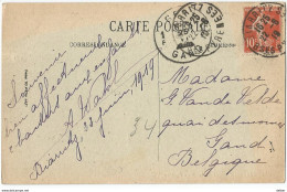 8Eb-434: 10c Semeuse : BIARITZ  19 > Gand : 1F GENT 1F G 6-7 25 VI   ▄▄ : Noodstempel: Geen Jaar /pk: Biaritz - Fortune Cancels (1919)