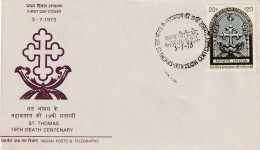 India 1973, FDC Unused, St. Thomas 19th Death Centenary - FDC