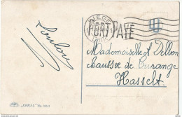 9Dp-835: Niet Gefrankeerde Prentkaart  Met" PORT PAYÉ "- Stempel  + Vertrekstempel : 1 LIEGE 1 LUIK >> > HASSELT.. - Fortuna (1919)