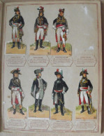 11 Images Chromo Découpis Chocolat Lombart. Vers 1900. Costumes Soldats Empire. Napoléon. L'armée Française. Sur Feuille - Lombart