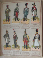 16 Images Chromo Découpis Chocolat Lombart. Vers 1900. Costumes Soldats Empire. Napoléon. L'armée Française. Sur Feuille - Lombart