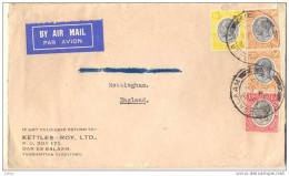 _Np936:MANDATED TERRITORY OF TANGANYIKA: 3 - Colour: 15c+10c+ 20c: BY AIR : Adres Geschrapt : DAR ES SALAAM 29 SE 1932 - Tanganyika (...-1932)