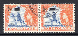 Basutoland 1959 Surcharge - ½d On 2d Mosuto Horseman Pair Used (SG 54) - 1933-1964 Crown Colony