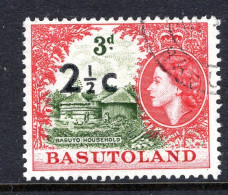 Basutoland 1961 Decimal Surcharges - 2½c On 3d Basuto Household - Type II Dropped Fraction - Used (SG 61ab) - 1933-1964 Colonia Británica