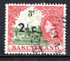 Basutoland 1961 Decimal Surcharges - 2½c On 3d Basuto Household - Type II Dropped Fraction - Used (SG 61ab) - 1933-1964 Colonia Británica