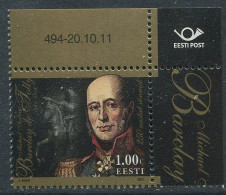 Estonia:Unused Stamp Barclay De Tolly, Corner!, 2011, MNH - Estonie