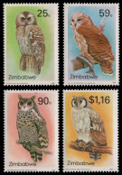 Simbabwe 1993 - Mi-Nr. 500-503 ** - MNH - Eulen / Owls - Zimbabwe (1980-...)