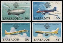 Barbados 1983 - Mi-Nr. 583-586 ** - MNH - Flugzeuge / Airplanes - Barbades (1966-...)