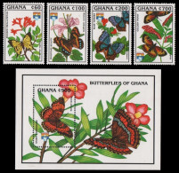 Ghana 1992 - Mi-Nr. Lot Ex 1692-1699 & Block 200 ** - MNH - Schmetterlinge - Ghana (1957-...)