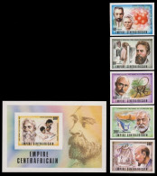 Zentralafrikanische Rep. 1977 - Mi-Nr. 458-462 & Block 13 ** - MNH - Ungezähnt - Centrafricaine (République)