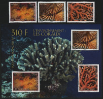 Franz. Polynesien 2010 - Mi-Nr. 1106-1108 & Block 36 ** - MNH - Koralle / Coral - Neufs