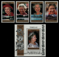 Tokelau 1996 - Mi-Nr. 229-232 & Block 8 ** - MNH - 70. Geburtstag Der Queen - Tokelau