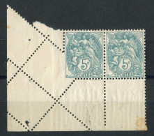 !!! PAIRE DU 5 C TYPE BLANC AVEC SPECTACULAIRE VARIETE DE PIQUAGE NEUVE * - Unused Stamps