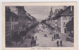 Bulle,  Grand'rue Animée, Commerce EMILE MORARD, Pharmacie Du Serpent, Hôtel De Ville.  Héliographie - Bulle