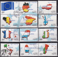 1999-ED. 3632 A 3643 Cortados De Minipliego-PAISES DEL EURO-BANDERAS EUROPEAS-usado- - Oblitérés