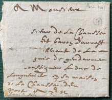 Lettre PARIS 11 Aout 1641 Monseigneur De DUC DE LONGUEVILLE En Sa Maison De La Chaussée D'EU, Port 3 Sols Par Expediteur - ....-1700: Precursori