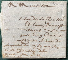 Lettre PARIS 11 Aout 1641 Monseigneur De DUC DE LONGUEVILLE En Sa Maison De La Chaussée D'EU, Port 3 Sols Par Expediteur - ....-1700: Precursores