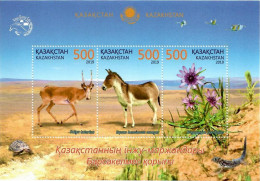 Kazakhstan 2019 . Flora-Fauna. Barsa-Kelmes Reserve. S/S Of 3v - Kazakistan
