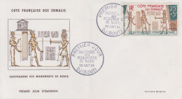 Enveloppe  FDC  1er  Jour   COTE  FRANCAISE  DES  SOMALIS   Sauvegarde  Des  Monuments  De   Nubie   1964 - UNESCO