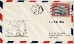 (N63) USA  SCOTT # UC11-75 Th Anniversary Birth Place Of Republicain Party-Jackson Mich To Eaton Madison County NY 1929. - 1c. 1918-1940 Briefe U. Dokumente