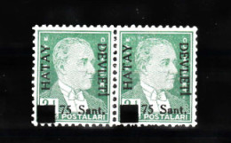 (H-11) 1939 BLACK "" HATAY DEVLETI "" OVERPRINTED POSTAGE STAMPS ON TURKISH REPUBLIC POSTAGE STAMPS MH* PER ERROR - 1934-39 Sandjak D'Alexandrette & Hatay