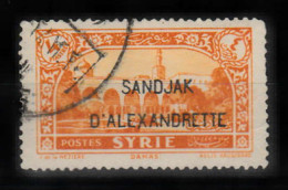 (H-08) 1938 HATAY STAMPS WITH RED AND BLACK SANDJAK D'ALEXANDRETTE OVERPRINT ON SYRIA POSTAGE STAMPS USED - 1934-39 Sandjak D'Alexandrette & Hatay