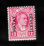 (H-05 PORTO) 1939 BLACK HATAY DEVLETI OVERPRINTED POSTAGE DUE STAMPS ON TURKISH REPUBLIC POSTAGE DUE STAMPS MNH** - 1934-39 Sandschak Alexandrette & Hatay