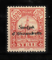 (H-02) 1938 HATAY STAMPS WITH RED AND BLACK SANDJAK D'ALEXANDRETTE OVERPRINT ON SYRIA POSTAGE STAMPS MNH** - 1934-39 Sandschak Alexandrette & Hatay