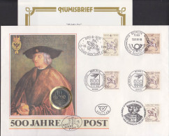 Europäische PostverbindungenNumisbrief Mit 5 Mark  500 Jahre Postwesen Mit Postkutsche Vom Ersttag - Numisbriefe