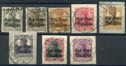 POLAND (GERMAN OCCUPATION) 1916 Eight Values., Used..  Michel 6-12, 15-16 - Besetzungen 1914-18