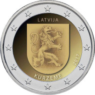 2 EURO LETTONIA   2017 COMMEMORATIVO KURZEME REGIONE   FIOR DI CONIO     B.U. FROM ROLLS - Lettonia