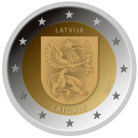 2 EURO LETTONIA   2017 COMMEMORATIVO LATGALLIA REGIONE   FIOR DI CONIO     B.U. FROM ROLLS - Lettonia