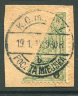 WARSAW CITY POST 1915 Surcharges With Small Numeral 6 Bisecte,d Used On Piece.  Michel 8 - Gebraucht