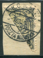 WARSAW CITY POST 1915 Surcharge With Large Numeral 6 Bisected, Used On Piece..  Michel 6 - Usati