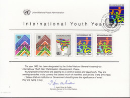 UNO NEW YORK, Erinnerungskarte Nr 26, W-FDC, Int. Jahr Der Jugend 1984 - Cartas & Documentos