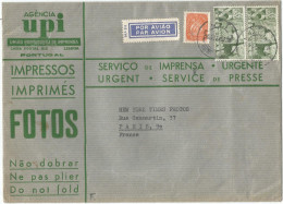 PORTUGAL 35$X2+5$00 LARGE COVER GRANDE LETTRE AVION LISBOA 1946 TO FRANCE TARIF IMPRIME - Brieven En Documenten