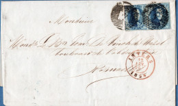 Belgium 1854, Fevr 12, 20 C Pair On Full Letter From Anvers - Antwerpen - To Brussels 2311.1806 - 1849-1865 Medallions (Other)