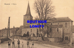 Belgique Hamois église CPA + Timbre Cachet Hamois , Carte Avec Animation - Hamois