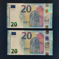 EURO BULGARIA 20 F002E1 FM LAGARDE UNC, PAIR CORRELATIVE - 20 Euro