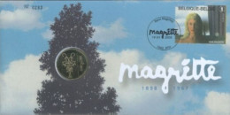 BELGIUM - 2008, SPECIAL F.D.C. WITH COIN COMMOMRATING RENE MARGRITTE. - 1999-2010
