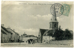 Cpa  Chalindrey Café Du Commerce Place Du Marché , Animée - Chalindrey