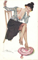 PC ARTIST SIGNED, MEUNIER, RISQUE, LE VIN DE POMARD, Vintage Postcard (b50635) - Meunier, S.