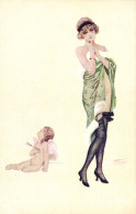 PC ARTIST SIGNED, MEUNIER, RISQUE, SEMAINE DE CUPIDON, Vintage Postcard (b50639) - Meunier, S.