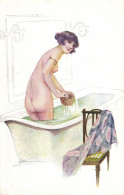 PC ARTIST SIGNED, MEUNIER, RISQUE, LE BAIN PARISIENNE, Vintage Postcard (b50645) - Meunier, S.