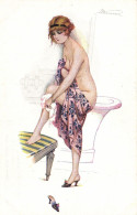 PC ARTIST SIGNED, MEUNIER, RISQUE, LE BAIN PARISIENNE, Vintage Postcard (b50648) - Meunier, S.